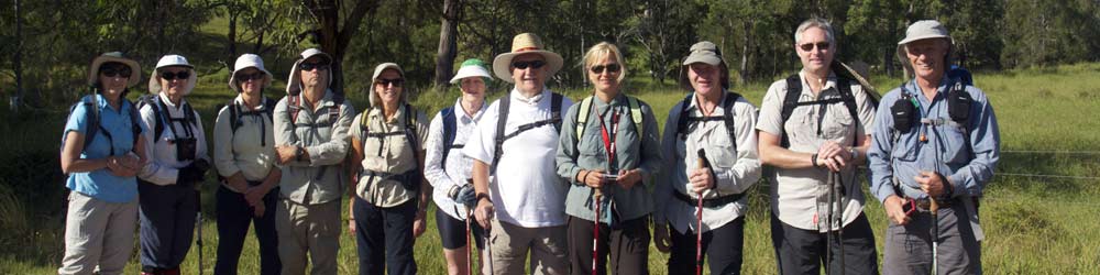 bushwalking club members enjoy safety walking in a group