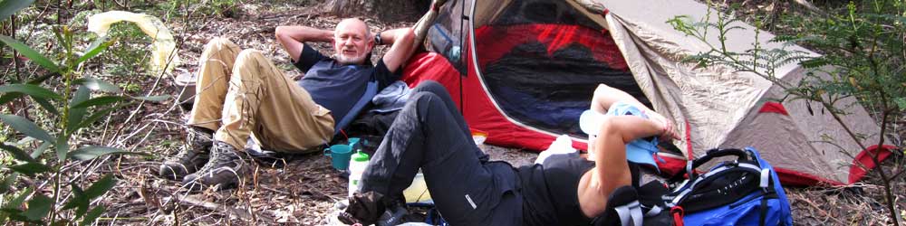 Bushwalkers tent and sleeping gear